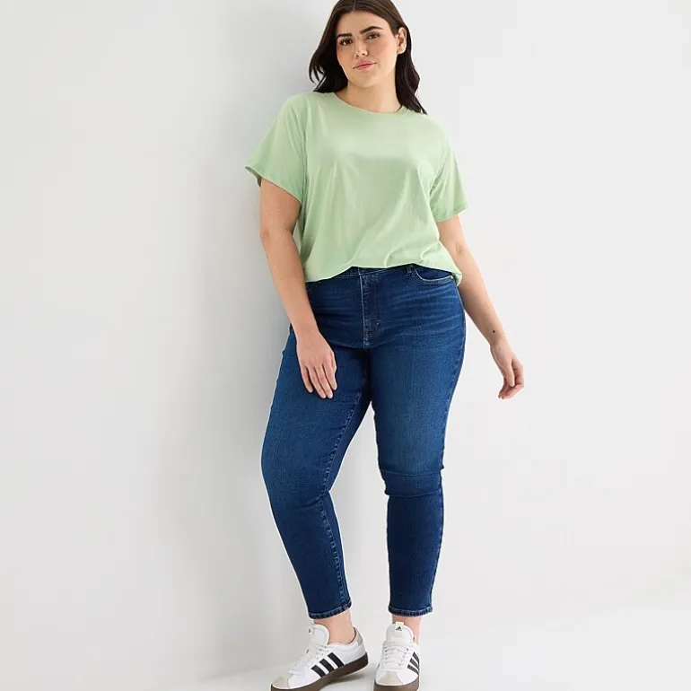 a.n.a Womens Plus Crew Neck Short Sleeve T-Shirt