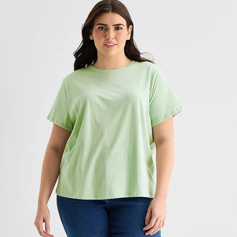 a.n.a Womens Plus Crew Neck Short Sleeve T-Shirt