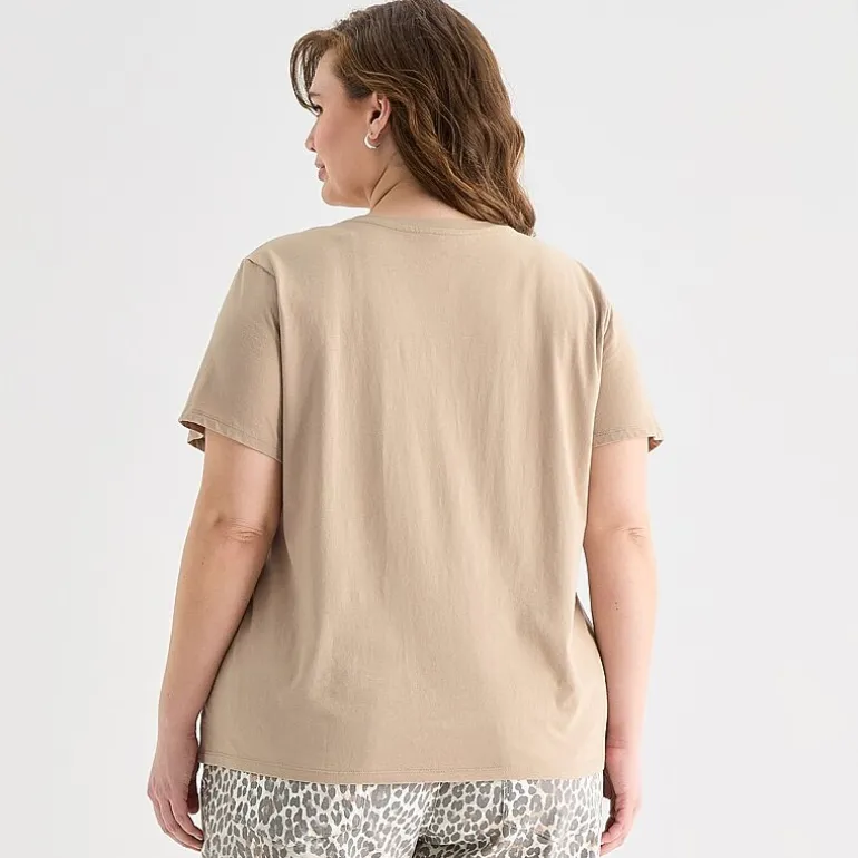 a.n.a Womens Plus Crew Neck Short Sleeve T-Shirt