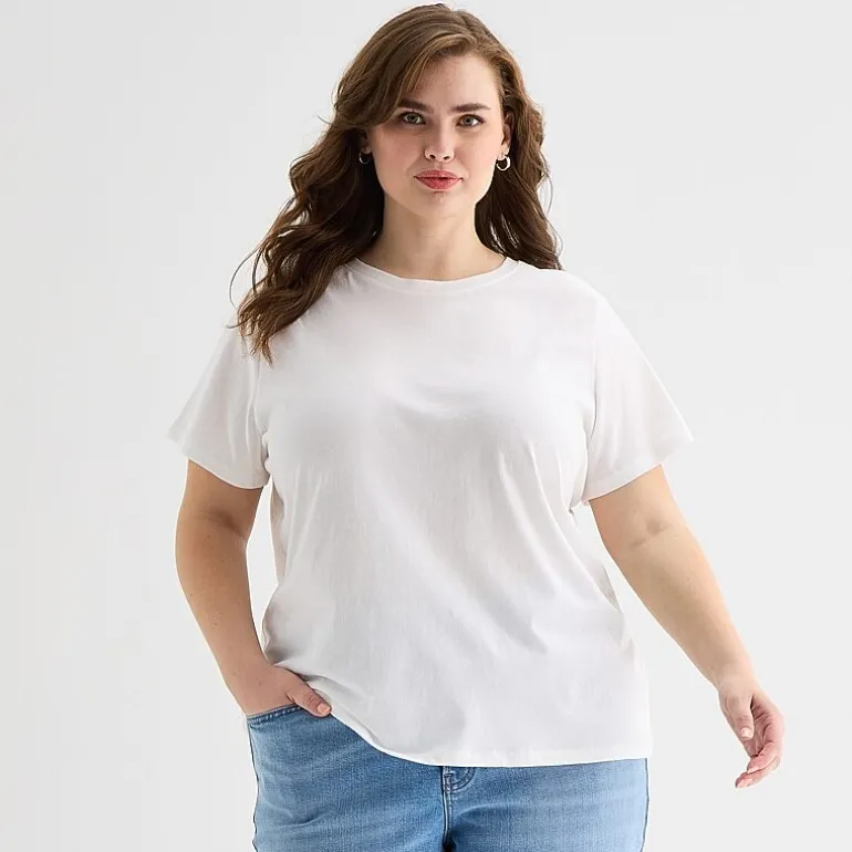 a.n.a Womens Plus Crew Neck Short Sleeve T-Shirt
