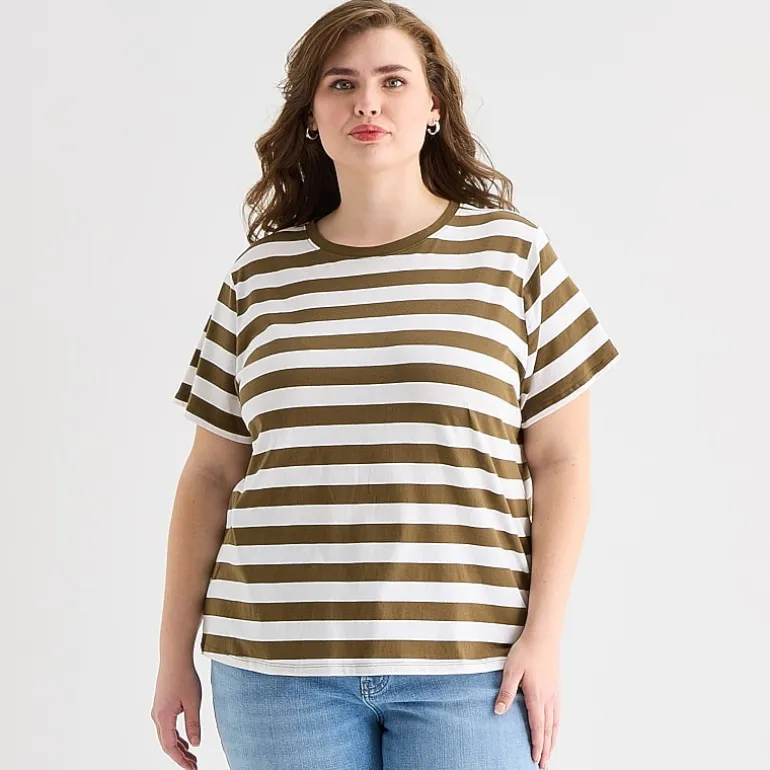 a.n.a Womens Plus Crew Neck Short Sleeve T-Shirt