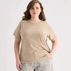 a.n.a Womens Plus Crew Neck Short Sleeve T-Shirt
