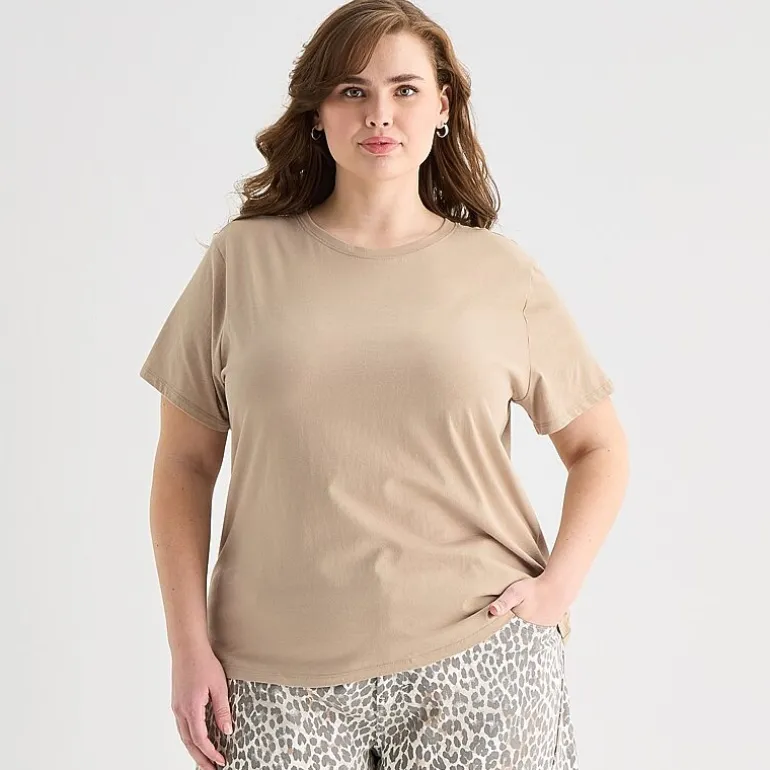 a.n.a Womens Plus Crew Neck Short Sleeve T-Shirt