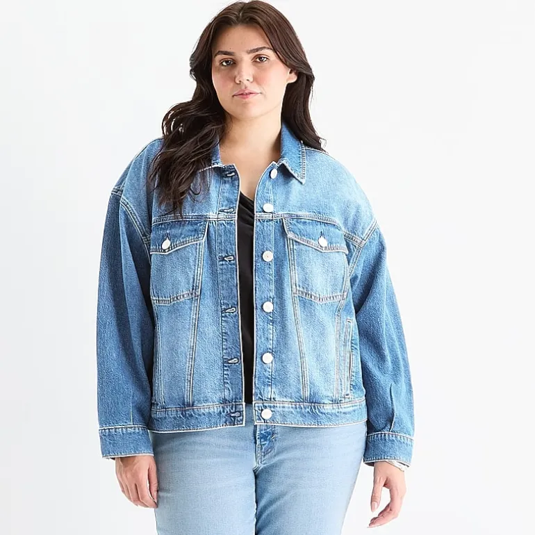 a.n.a Womens Plus Denim Midweight Jacket