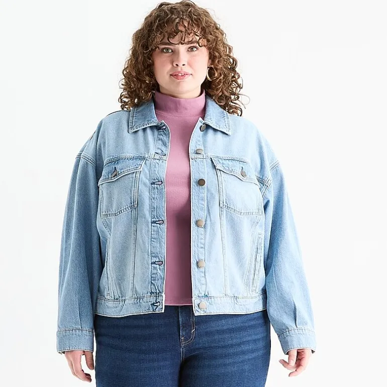 a.n.a Womens Plus Denim Midweight Jacket
