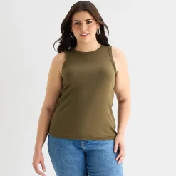 a.n.a Womens Plus High Neck Sleeveless Tank Top