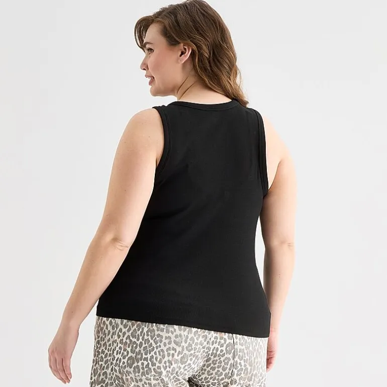 a.n.a Womens Plus High Neck Sleeveless Tank Top