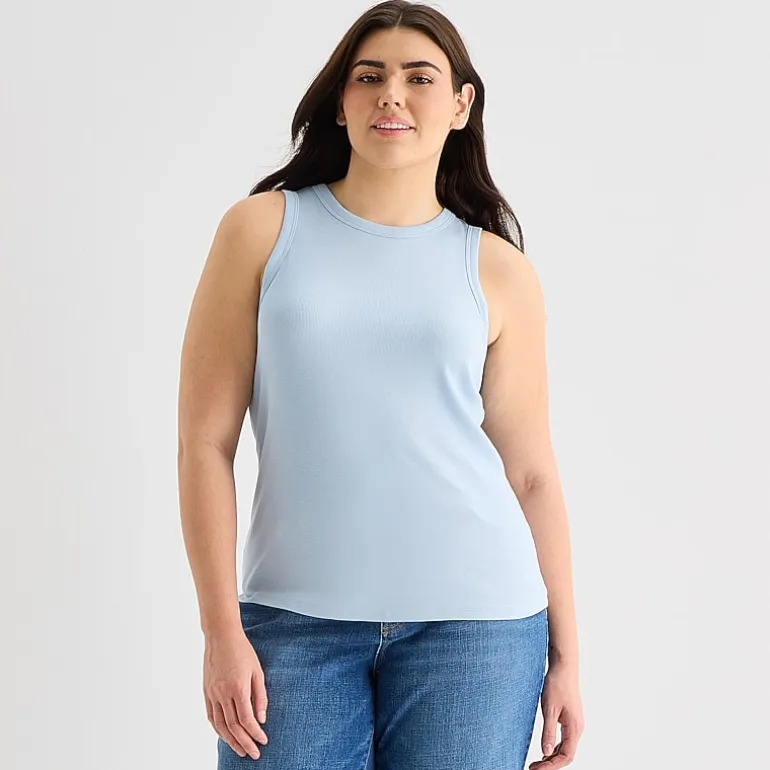 a.n.a Womens Plus High Neck Sleeveless Tank Top