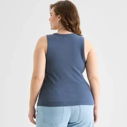 a.n.a Womens Plus High Neck Sleeveless Tank Top