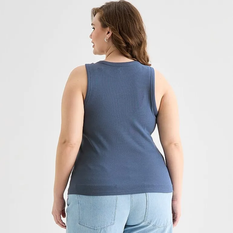 a.n.a Womens Plus High Neck Sleeveless Tank Top