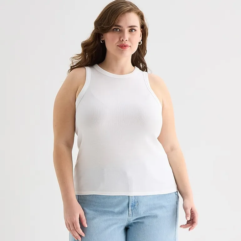 a.n.a Womens Plus High Neck Sleeveless Tank Top