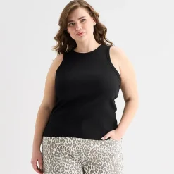 a.n.a Womens Plus High Neck Sleeveless Tank Top