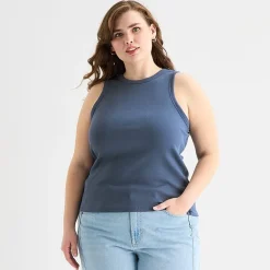 a.n.a Womens Plus High Neck Sleeveless Tank Top
