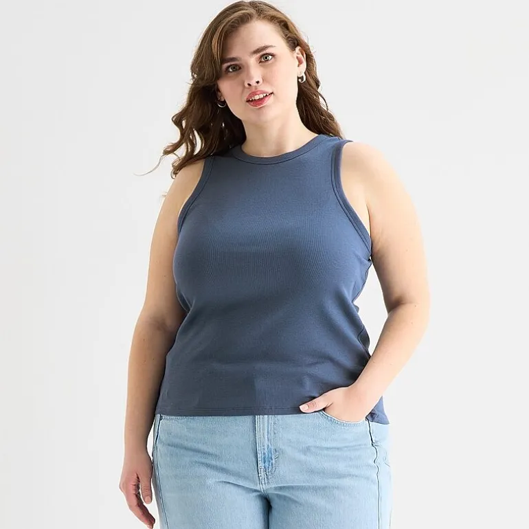 a.n.a Womens Plus High Neck Sleeveless Tank Top