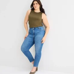 a.n.a Womens Plus High Neck Sleeveless Tank Top