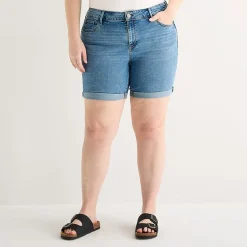 a.n.a Womens Plus High Rise 5" Denim Short