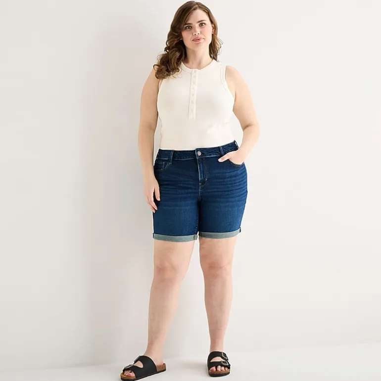 a.n.a Womens Plus High Rise 5" Denim Short
