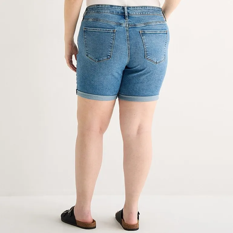a.n.a Womens Plus High Rise 5" Denim Short