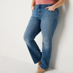 a.n.a Womens Plus High Rise Flare Leg Jean