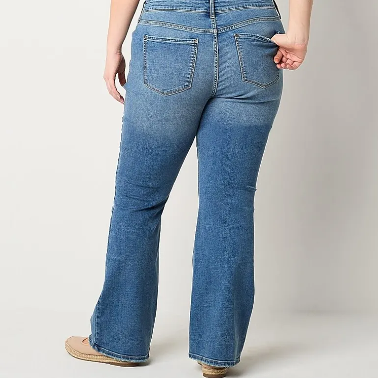a.n.a Womens Plus High Rise Flare Leg Jean
