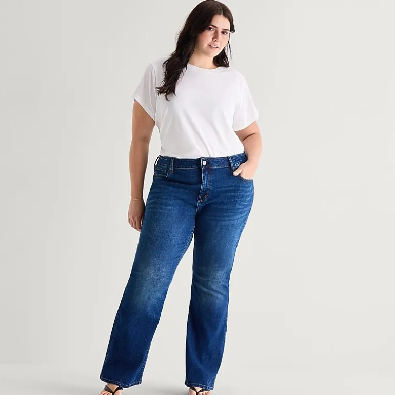 a.n.a Womens Plus High Rise Flare Leg Jean