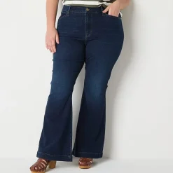 a.n.a Womens Plus High Rise Flare Leg Jean