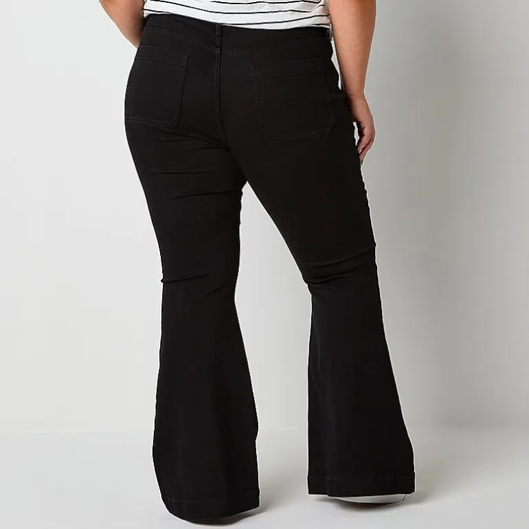 a.n.a Womens Plus High Rise Flare Leg Jean