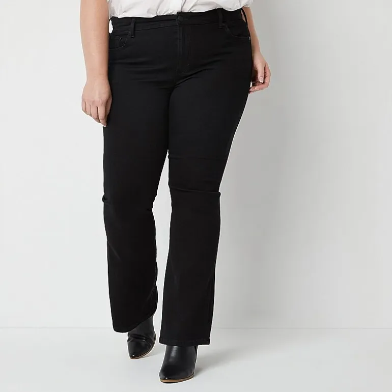 a.n.a Womens Plus High Rise Flare Leg Jean