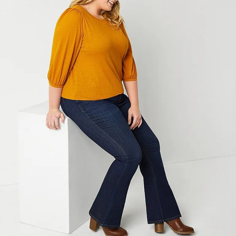 a.n.a Womens Plus High Rise Flare Leg Jean