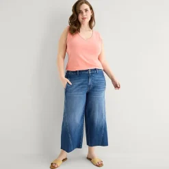 a.n.a Womens - Plus High Rise Frayed Hem Cropped Jean