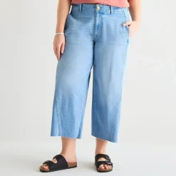 a.n.a Womens - Plus High Rise Frayed Hem Cropped Jean