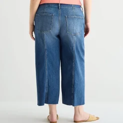 a.n.a Womens - Plus High Rise Frayed Hem Cropped Jean