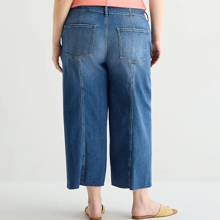 a.n.a Womens - Plus High Rise Frayed Hem Cropped Jean