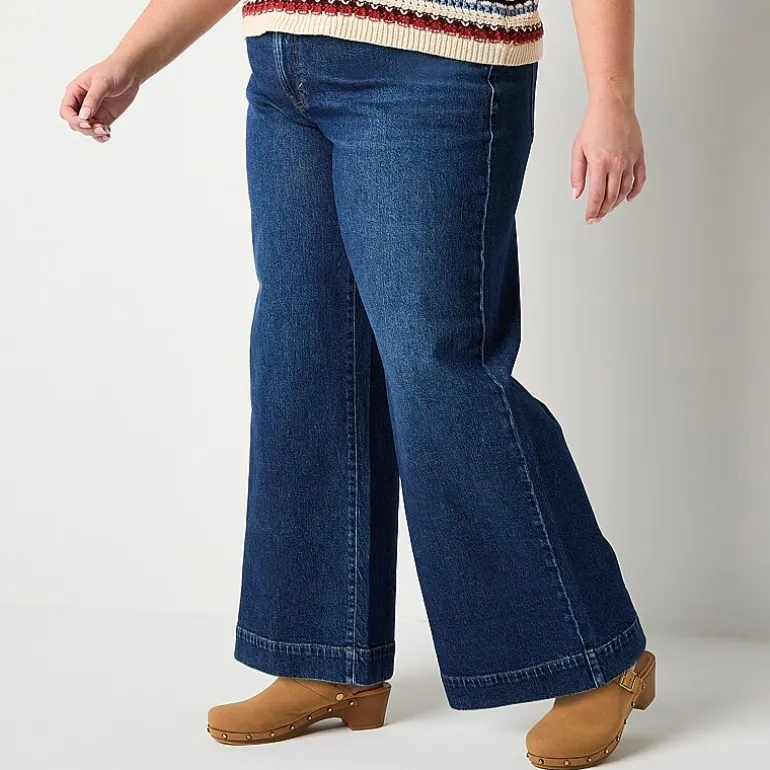 a.n.a Womens Plus High Rise Wide Leg Jean