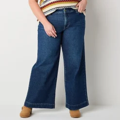 a.n.a Womens Plus High Rise Wide Leg Jean