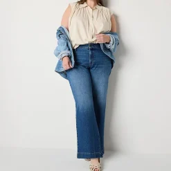 a.n.a Womens Plus High Rise Wide Leg Jean