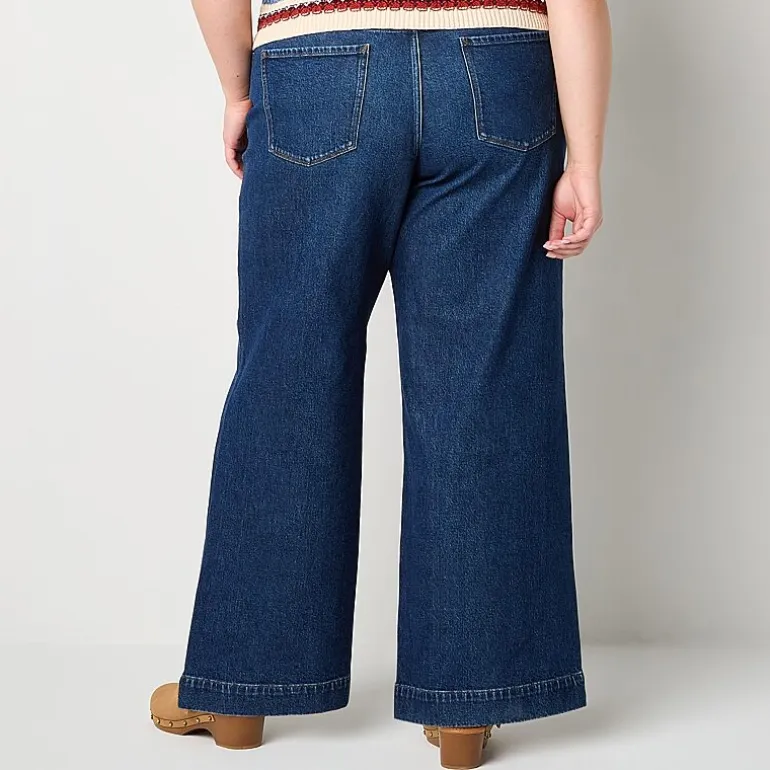 a.n.a Womens Plus High Rise Wide Leg Jean