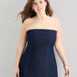 a.n.a Womens Plus Midi Straight Neck Sleeveless A-Line Dress