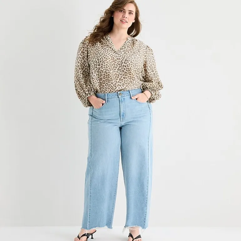 a.n.a Womens Plus Mid Rise Frayed Hem Barrel Jean