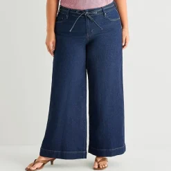 a.n.a Womens Plus Mid Rise Wide Leg Jean