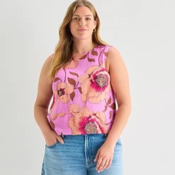 a.n.a Womens Plus Round Neck Sleeveless Blouse