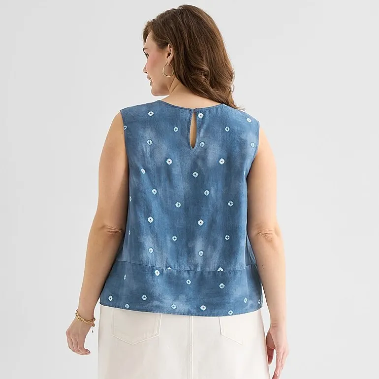a.n.a Womens Plus Round Neck Sleeveless Blouse