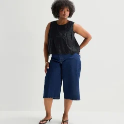 a.n.a Womens Plus Round Neck Sleeveless Blouse