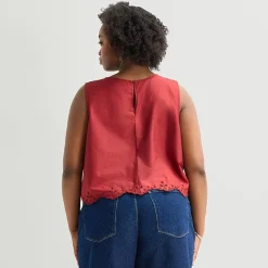 a.n.a Womens Plus Round Neck Sleeveless Blouse