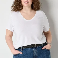 a.n.a Womens Plus Scoop Neck Short Sleeve T-Shirt
