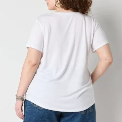 a.n.a Womens Plus Scoop Neck Short Sleeve T-Shirt