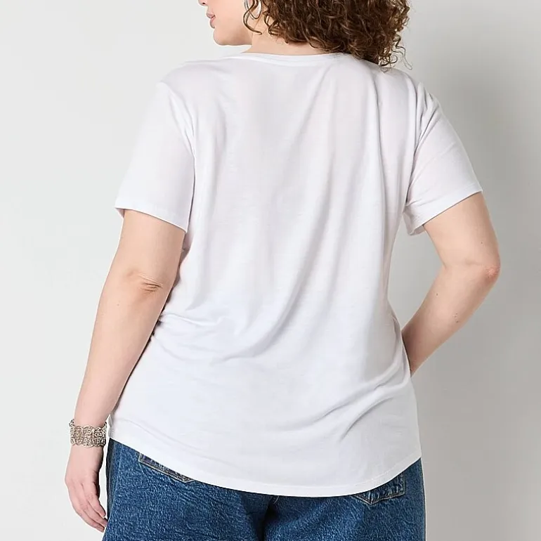 a.n.a Womens Plus Scoop Neck Short Sleeve T-Shirt