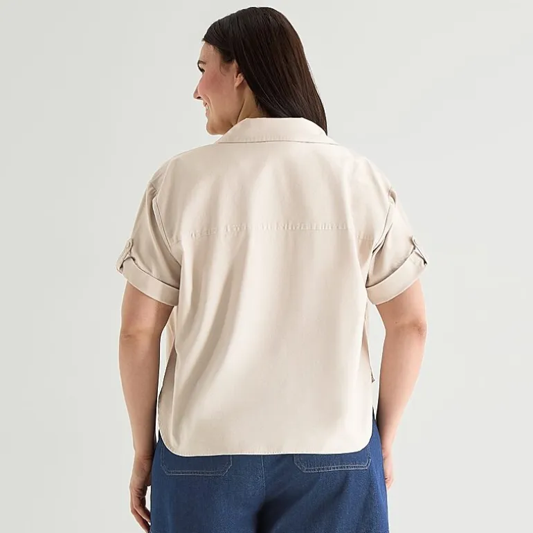 a.n.a Womens Plus Short Sleeve Blouse