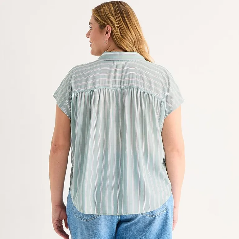 a.n.a Womens Plus Short Sleeve Blouse