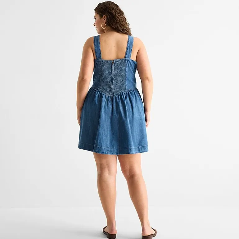 a.n.a Womens Plus Sleeveless Square Neck Drop Waist Dress